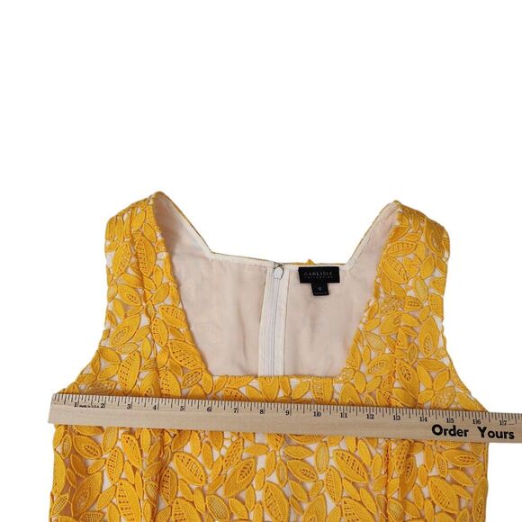 Carlisle Collection Blouse 10 Yellow Lace Tank Top Sleeveless Square Neck - Picture 7 of 8